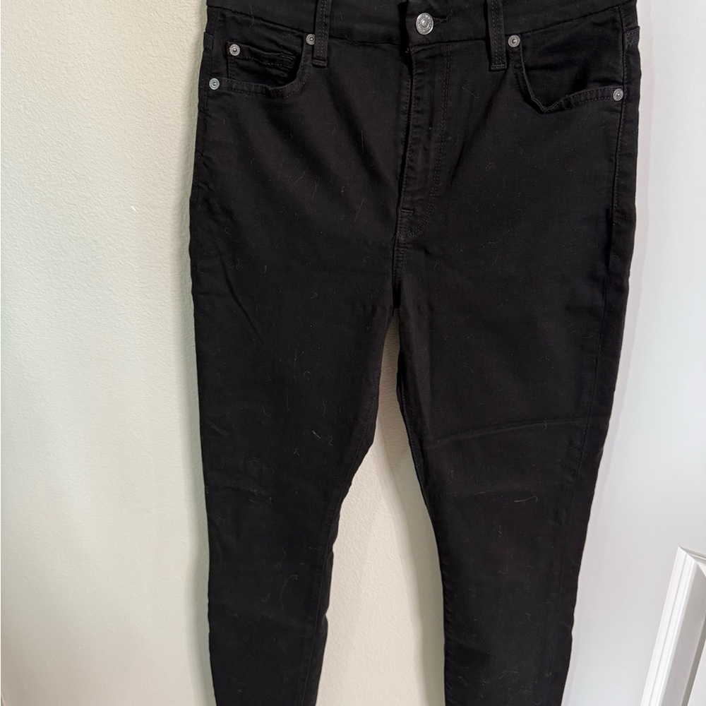 7 For All Mankind Jet Black Cropped Jeans
